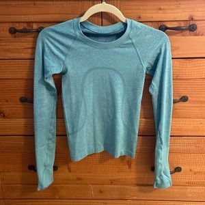 Blue Lululemon Long Sleeve Race Length Swiftly Tech